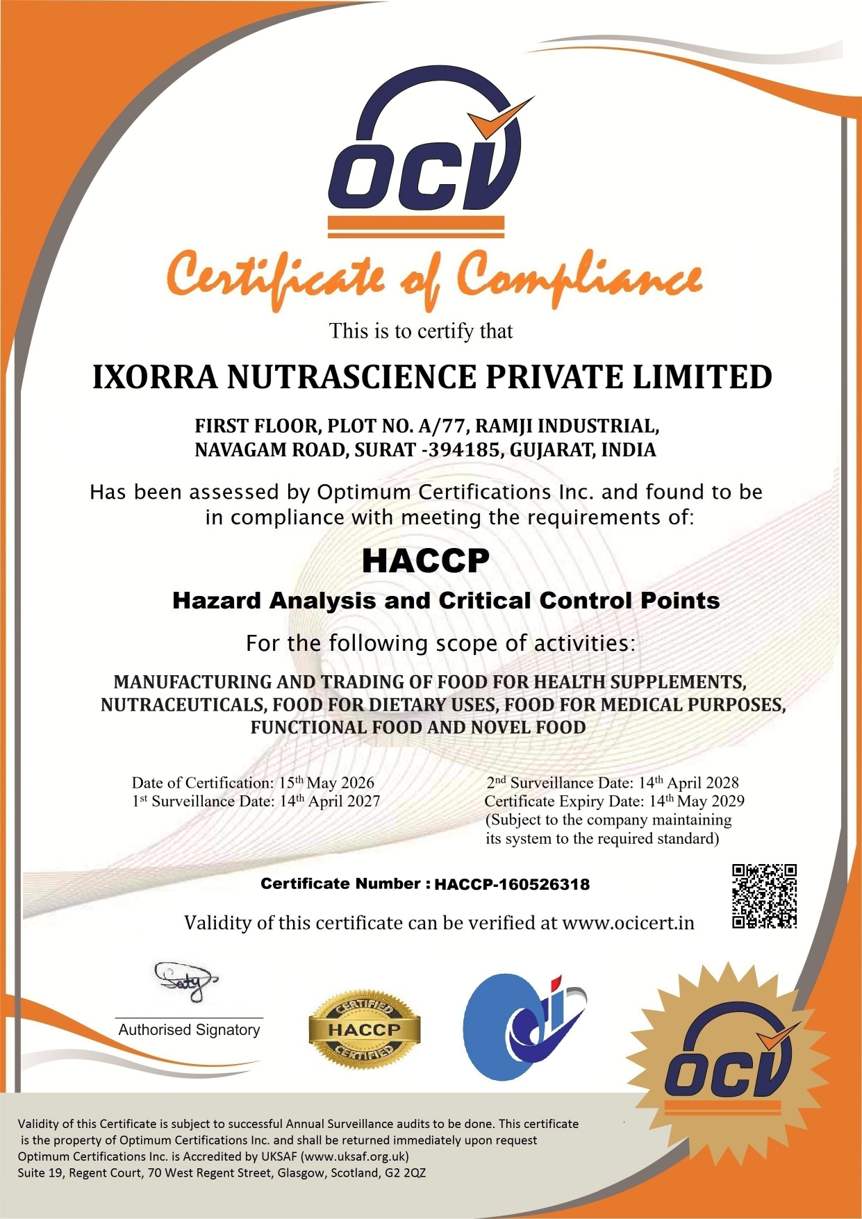 FINAL COPY IXORRA NUTRASCIENCE PRIVATE LIMITED HACCP COMP._page-0001